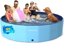 107 Inch Extra Large Foldable Dog Pool Collapsible Hard Plastic Dog Kiddie
