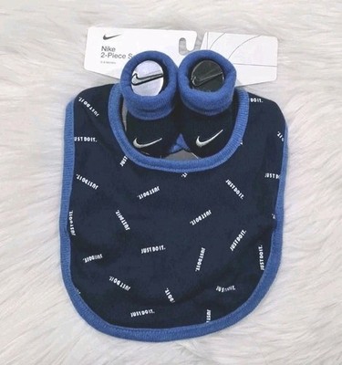 NIKE Set Bib And Booties Brand New Blue & White With Logo, Baby Accessories 