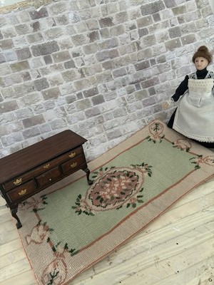 Puppenhaus Maßstab 1/12 Miniatur Handwerker Blumen Kreuzstich Teppich Matte