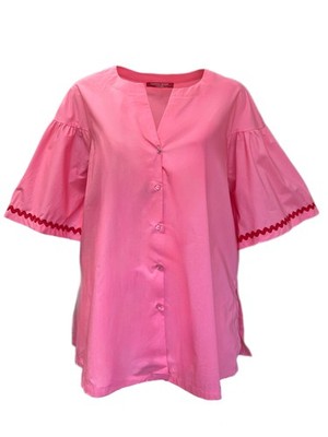 Marina Rinaldi Women's Pink Banchisa  Button Down Cotton Shirt Size 16W/25 NWT