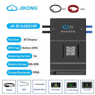 JK Smart BMS 8-20S 100A 150A Li-ion LiFePo4 LTO Akku BMS Active Balance BT/RS485