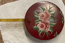 Vntg Metal Tole Painted Silent Butler Crumb Catcher Hand Painted Roses WOLFF