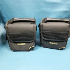 2 Ambico Black Nylon Canvas Camera Case 6" EUC No Straps