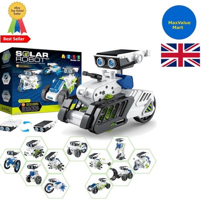 Solar Roboter Spielzeug 12 in 1 Vorbau Kit | Dual Power Solar & Akku für Kinder 8-12