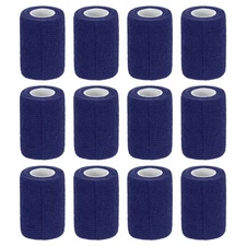 12 Rolls Adhesive Elastic Tape Bandage,3" x 5 Yards Wrap Knee Tape Navy Blue