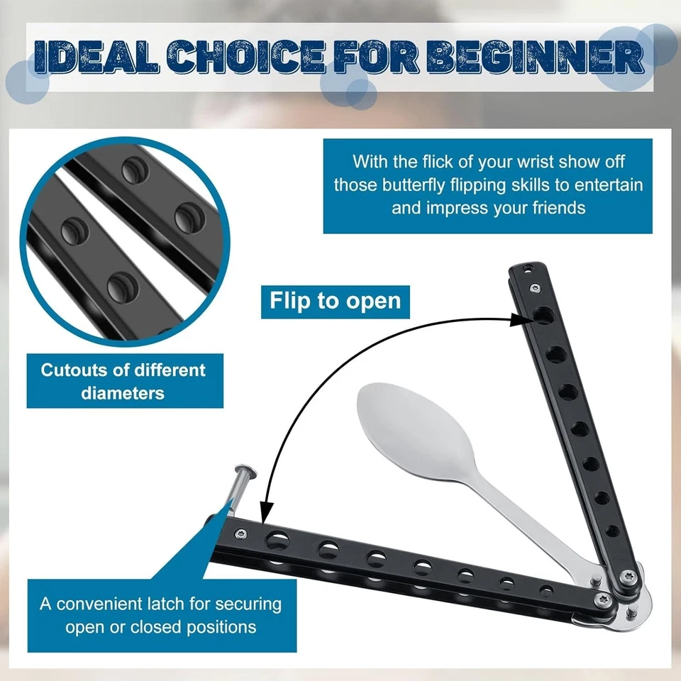 2 Pcs Butterfly Fork and Spoon Set, Tactical Folding Black - Image 3 of 4