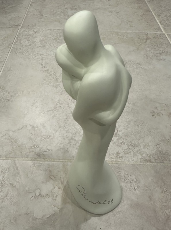 Hallmark White Porcelain Figurine Deco Style 2 Lovers "To Love And To Hold" 10"