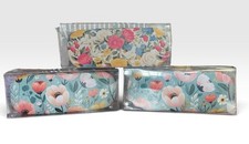 Lot Of 3 Hard Shell Eyeglass Case With Cleaning Cloth Flowers Tulips Roses