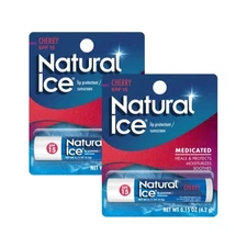 Mentholatum Natural Ice Medicated Lip Protectant SPF 15 CHERRY balm (PACK OF 2)