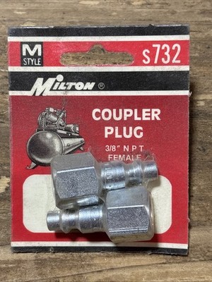 Milton S732 M-Style Plug - 3/8in. FNPT, 2/Card Free Shipping