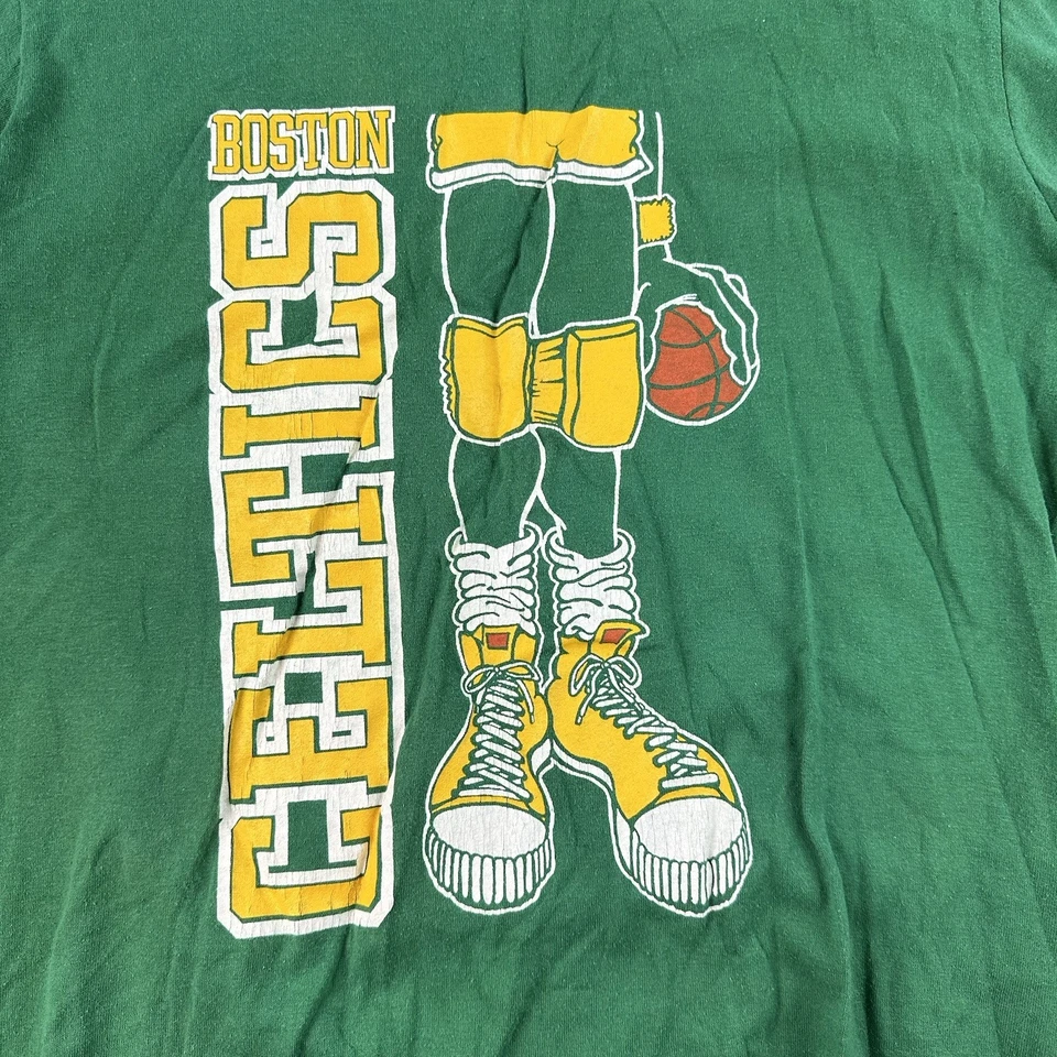 Винтажная футболка 1980-х Boston Celtics зеленая одинарный шов Swingster мужская M США - Изображение 2 из 4