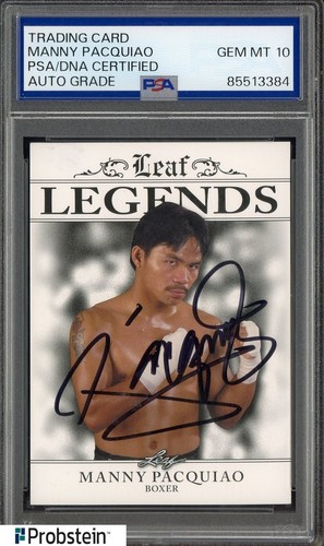 Manny Pacquiao Signed Leaf Legends Boxing #LA06 2022 PSA/DNA 10 AUTO