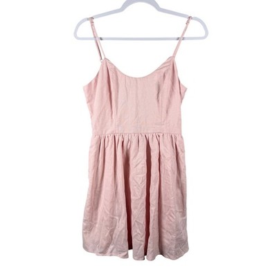 Francescas Womens Small Dress Pink Mi Ami Mini Tie Back Linen Blend Coquette
