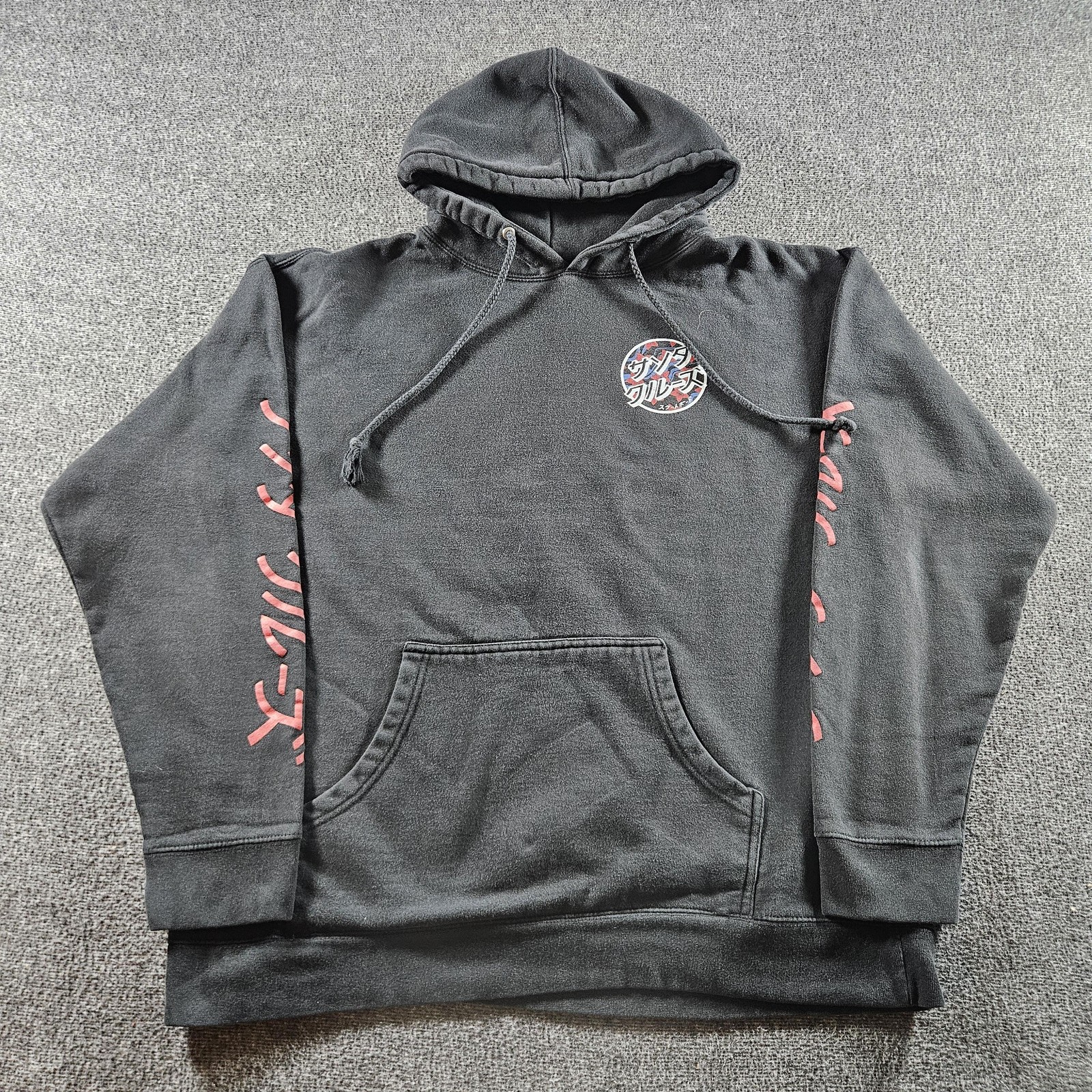 Santa Cruz Hoodie Mens XL Black Fleece Pullover Japanese Log