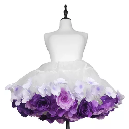 Colorful Flowers Petticoat Skirt Support Short Dress Lolita Cosplay Clothes - Bild 7 von 23