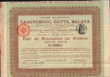 RUBBER : Caoutchouc, Gutta, Balata 100FR Paris France dd 1909