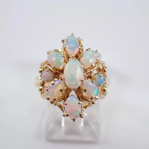 2Ct Oval Cut Genuine Fire Opal Vintage Women Wedding Ring 14K Yellow Gold Plated