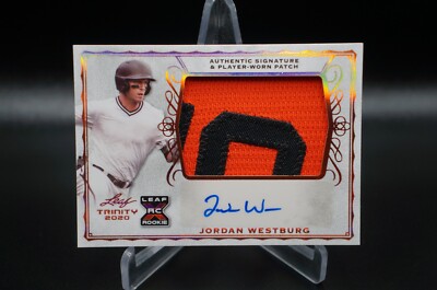 READ!!! JORDAN WESTBURG 2020 Leaf Trinity 2-Color Patch AUTO Card Orioles