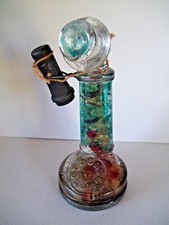 Vecchio antico contenitore caramelle vetro quadrante telefono Victory Glass co Jeanette Pa 5"