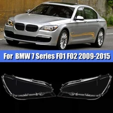 For BMW 7-Series F01 F02 2009-2015 Pair Left & Right Headlight Lens Cover Shell