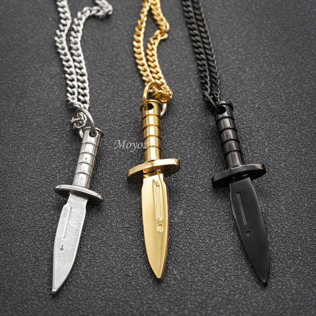 Punk Sword Dagger Knife Pendant Men's Necklace Chain