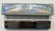 Vintage Mississippi Harmonica Company Original Box Regal 96235 Silver Engraved