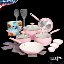Ceramic 16 Piece Cookware Set Non-Stick Durable Heavy Duty Dishwasher Safe NEW