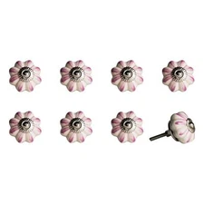 1.5 X 1.5 X 1.5 Hues Of Cream Pink And Silver  Knobs 8 Pack
