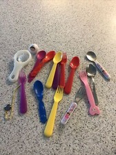 Toddler Forks Knives and Spoons Plastic  Metal Used Good Condition Dora G2