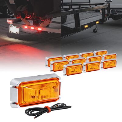 TRUE MODS 12pc 2.5'' Amber LED Trailer Marker Light w/Chrome Bezel [DOT FMVSS ...