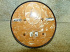 Vintage 6” Perpetual Calendar Round Celluloid Boy W/Horn & Goose Easel Stand