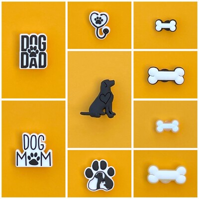 Schuhstecker/Shoe Charms HUND/KNOCHEN/DOG DAD-MUM/PFOTE/NACHTLEUCHTEND/PAW/HERZ