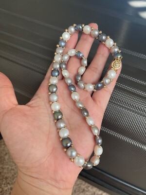 mabe perlenkette 14k massiv gold
