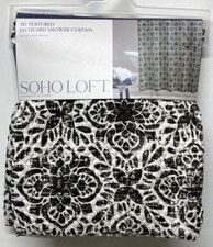 SOHO LOFT Home 3D Textured Jacquard Shower Curtain in Black  white 70" x 72"