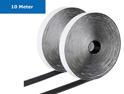 10M Klettband selbstklebend extra stark - Schwarz 20mm breit beidseitig doppelt
