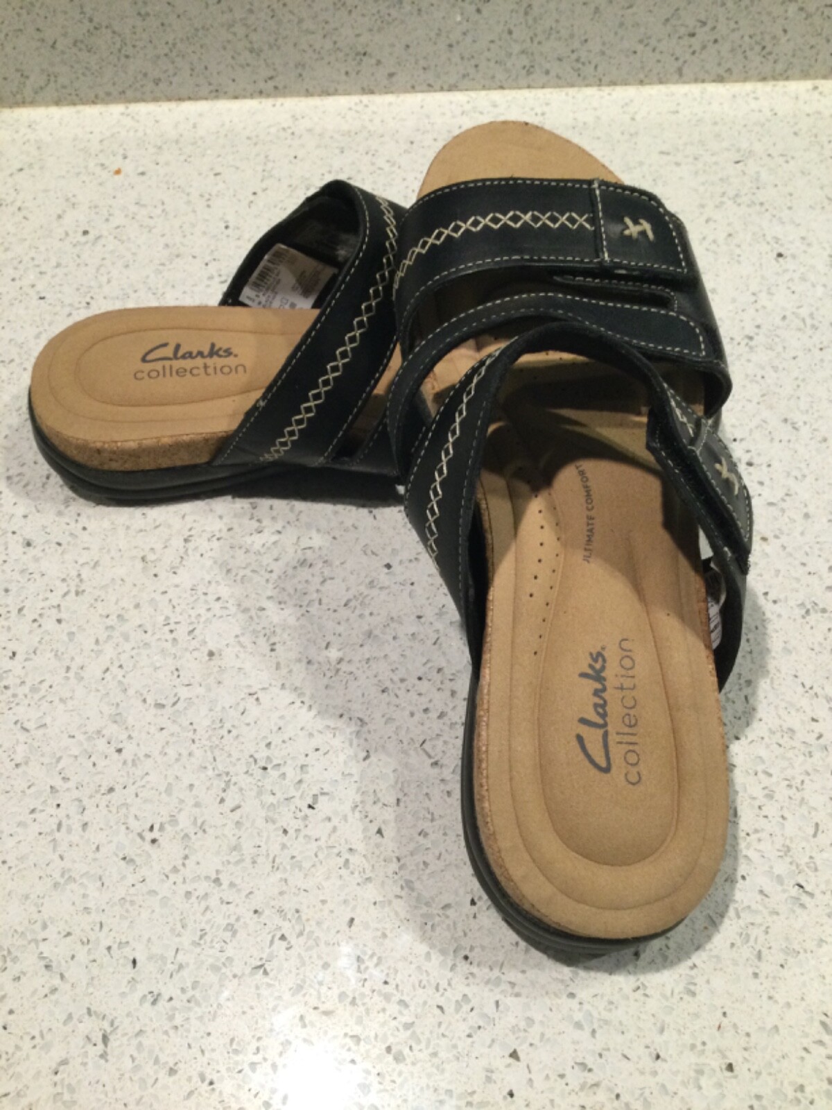 Clarks Collection Leather Slide Sandals Roseville… - image 4