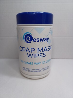 Resway CPAP Mask Wipes, Unscented  72 Wipes Alchohol, Solvent, Lint & Latex Free