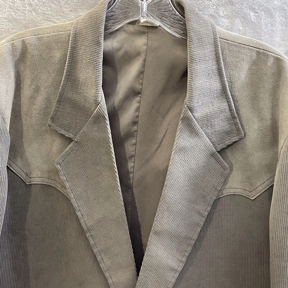 Pioneer Wear Blazer Western Suede Leather Yoke Corduroy Lined Coat 50 45x34 USA - Image 3 of 4