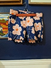 Isaac Mizrahi Pink Blue Floral Flat Front Slash Pocket Chino Shorts Sz 4 Small S