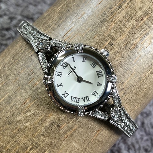 Vintage Guess Damenuhr U0135L1 Mode pave silberfarben Quarz Analog 22 mm 7"