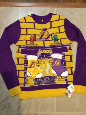 Pull de Noël moche LA Lakers 3D bas Lebron cheminée NBA homme S SM