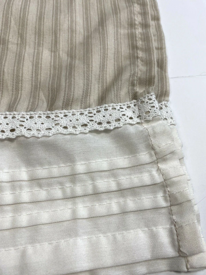 1 Ellery Home Marrón Tostado Marfil Cenefa Rayas Cortina Corta Encaje Decoración Ventana Foto 3 de 4