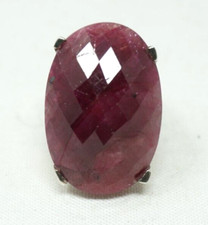 925 Sterling Silver Natural Ruby Corundum Faceted Gemstone Ring 6.75