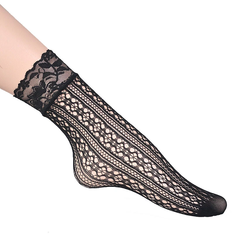 6双性感女式黑色蕾丝渔网船袜套装派对网眼短袜 — 第 4/4 张图片