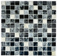 Mosaik Fliese Grau Schwarz Glasmosaik Crystal Resin Wc 92-0333 | 10 Mosaikmatten