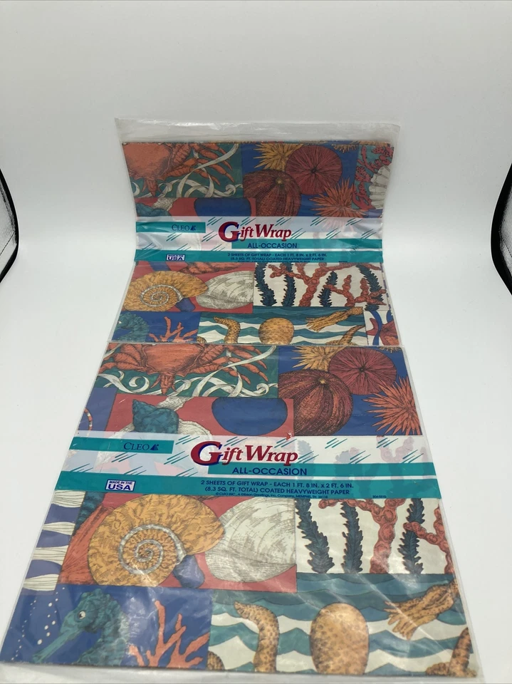 Vtg Cleo Gift Wray Sea Shore Ocean Beach 4 Sheets Any Occasion Shells Coral Crab - Image 2 of 4