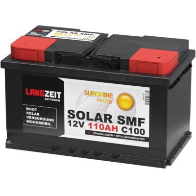 LANGZEIT SOLAR SMF 110AH 12V Solarbatterie Boots Wohnmobil Versorgungs Batterie