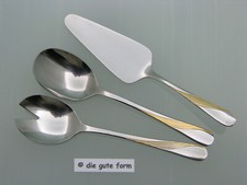 NIVELLA 18/10 - -- Gold Dekor - 3x Vorleger: Tortenheber Gem&uuml;sel&ouml;ffel Salat -- -