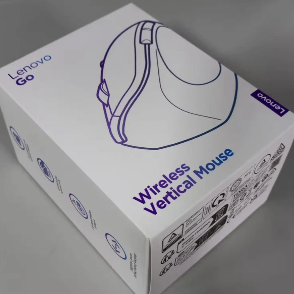 Original Lenovo Go Ergonomic Design Vertical Wireless Mouse For PC & Laptop-Gray - Image 3 of 4