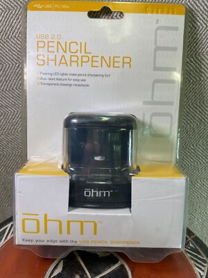 Ohm USB 2.0 Pencil Sharpener Model PSH-100 PC/Apple or Batteries NOS